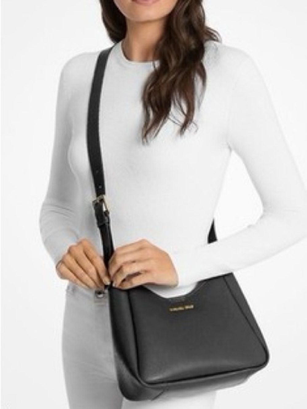 NWT Michael Kors Birch Leather Crossbody Bag in Black
